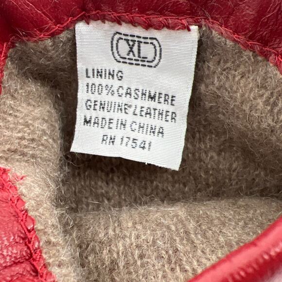 UGG dark red leather gloves cashmere lining - Picture 4 of 7